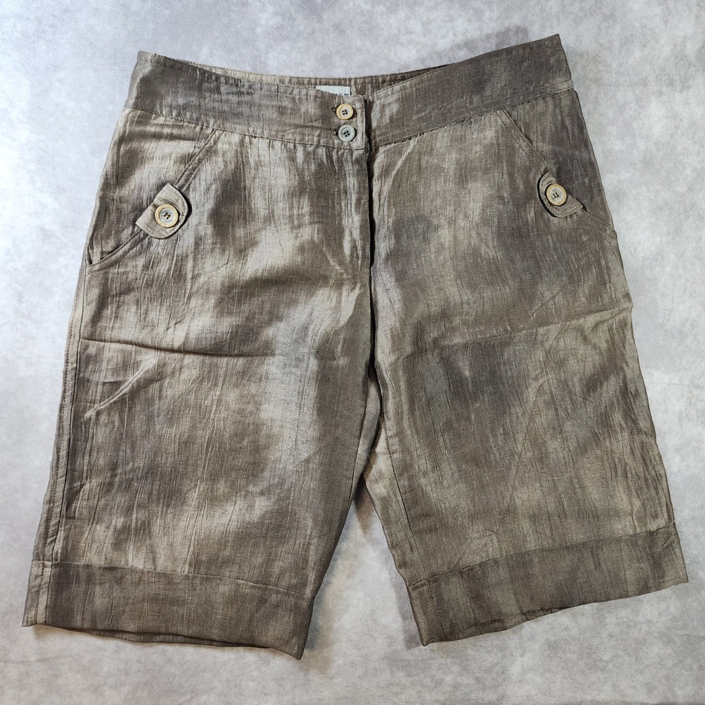 People Like Frank Womens 4 Brown Linen Blend Bermuda Shorts Made in USA